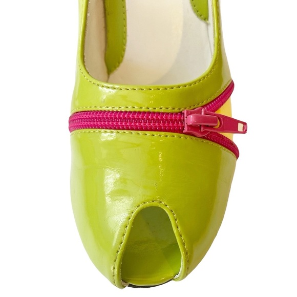 Vintage Y2K Splash Neon Zipper Peep Toe Heels Size 6.5 - Picture 3 of 14